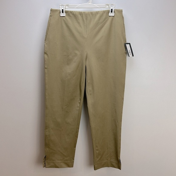 Lysse Olive Amber Crop Pants Pull On Pockets Stretch Twill Smoothing Waist Large - Picture 3 of 16